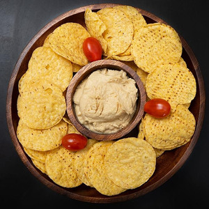 Meilleure vente : Plat de service rond en bois d'acacia fait main pour chips et salsa - Product Image 2