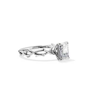 Anillo de compromiso de oro de 14k para mujer con diamante talla marquesa y engaste de púas estilo floral - Product Image 3