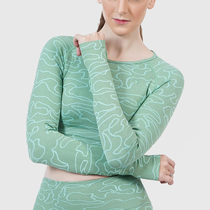 High Quality Yoga Top For Women's Long Sleeve Professional Product Fitness With Chest <b>Pad</b> Slim Fit Sports Wear Yoga Top Women's - Product Image 1