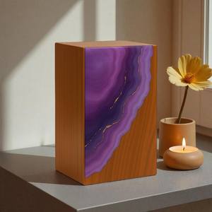 Handmade Geode Resin Rosewood <b>Memorial</b> Urn <b>Box</b> for human ashes medium size 9x5.5 inches urn <b>box</b> - Product Image 1