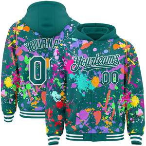 Splendid Apparel Custom Punk Style Winter Varsity <b>Jacket</b> <b>Men</b> <b>White</b> Pink Skull Heart Print Digital Printed Plus Size - Product Image 5