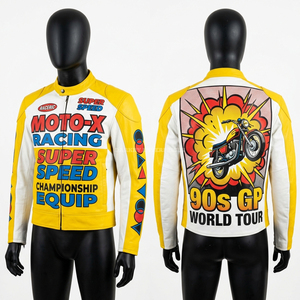 Classic Biker Racing Leather Jacket Custom Graphic Motorcycle Rider Coat Supplier Malaysia South Korea Western Fashion Wear - Product Image 4
