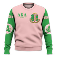Sweat-shirt universitaire unisexe Alpha pour femme, col rond rose, imprimé brodé, décontracté, en polaire, écologique, pour l'hiver