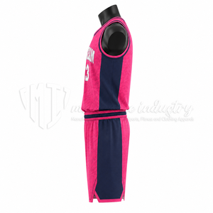 Conjunto de Uniforme de Baloncesto Sublimado Rosa Personalizado, Transpirable, de Secado Rápido, 100% Poliéster, Jersey y Pantalones Cortos Unisex, OEM, ODM, Marca Privada - Product Image 4