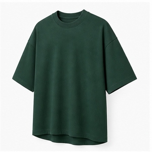 Nouveauté 2027 T-shirts unisexes surdimensionnés vert émeraude foncé col rond coupe ample personnalisable streetwear - Product Image 4