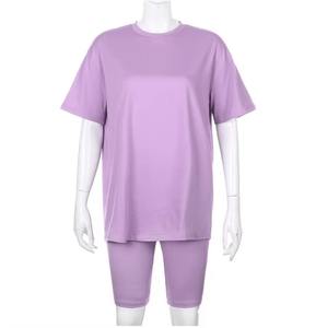 ชุดเสื้อและกางเกงขาสั้นผู้หญิง หลายสี 2 ชิ้น ผ้าฝ้ายเนื้อนุ่ม ระบายอากาศได้ดี เหมาะสำหรับใส่ในชีวิตประจำวันช่วงฤดูร้อน ชุดขาสั้นผู้หญิง - Product Image 2