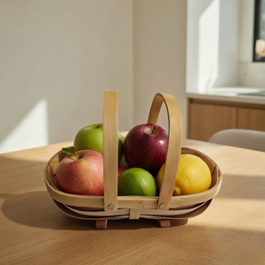 Panier en bois tressé moderne |   Panier de rangement ovale décoratif |   Panier à Aliments Multifonction Écologique pour la Maison et la Cuisine - Vente en Gros - Product Image 1