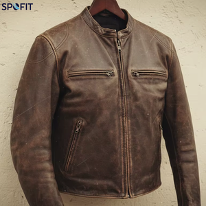 Veste de moto en cuir noir pour homme SPOFIT, manches longues, coupe-vent, toutes saisons, vêtements de course - Product Image 6