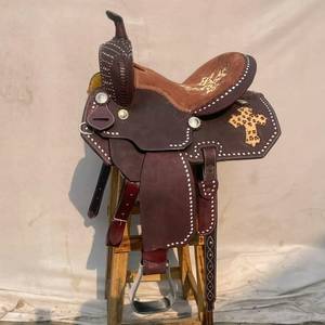 Ensemble de sellerie de cheval en cuir occidental haut de gamme, fait main, avec arceau en bois et quincaillerie nickelée, outillé pour l'équitation - Vente chaude - Product Image 3