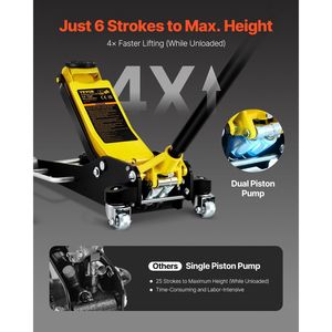 Martinetto idraulico da officina a basso profilo da 3 tonnellate in alluminio e acciaio, con pompa a sollevamento rapido e doppi pistoni, modello Li - Product Image 2