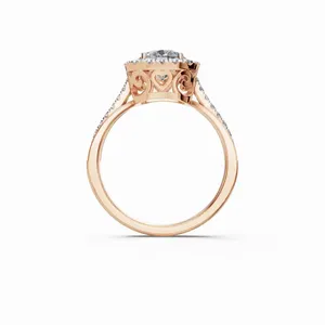 Bague solitaire en diamant rond cultivé en laboratoire certifié IGI en or rose 18 carats, certifiée luxe pour femmes - Product Image 4