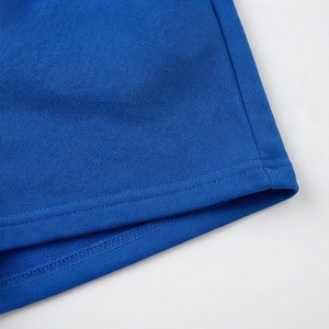 Conjunto de 2 Piezas para Mujer, Sudadera con Capucha y Pantalones Cortos, Azul Sólido, Manga Corta, Felpa, Casual, Holgado, Por Encima de la Rodilla, Transpirable, Uso Diario - Product Image 6