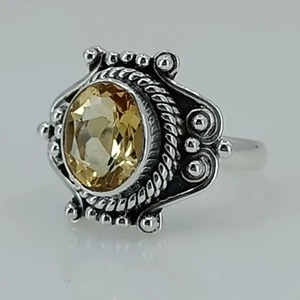 Anillo de Plata de Ley 925 con Citrino, Estilo Boho, para Mujer, Gema Amarilla Ovalada, Joyería, Piedra de Nacimiento de Noviembre - Product Image 5