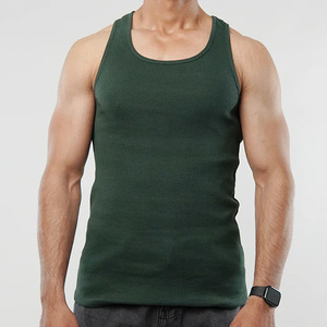 Débardeur Homme Vert Foncé Sans Manches Col Rond Respirant Décontracté Été Coupe Classique Pull-Over Vêtement d'extérieur - Product Image 1