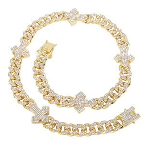 Men's S925 Silver Moissanite <b>Cross</b> <b>Chain</b> Necklace Rhodium Plated Hiphop Everyday Wear - Product Image 2