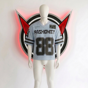 Camiseta Deportiva Personalizada de Malla Transpirable 100% Poliéster, Estilo Fútbol Americano, Moda Urbana para Hombre, Corte Holgado, Cuello en V - Product Image 2
