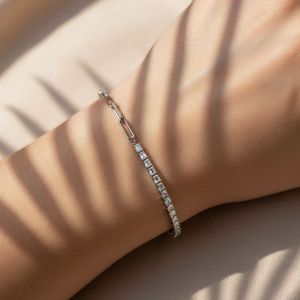 2.60CTW Emerald Bar-<b>Set</b> Diamond Tennis Bracelet - Product Image 3