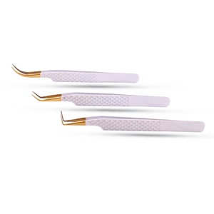 Kit de pinces à cils en acier inoxydable haute élasticité pour la création de beauté, ensemble d'emballage artisanal, utilisable par des experts - Product Image 3