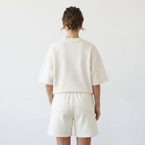 Prix de gros, ensemble décontracté pour femmes de haute qualité, chemise à manches courtes et short, 100% coton, respirant, écologique - Product Image 2