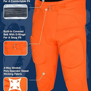Pantalones de Fútbol Americano Negros Premium con Almohadilla Integrada Transpirable, Impresión por Sublimación Completa, Pantalones de Fútbol de Alto Rendimiento - Product Image 2