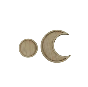 Bandeja Decorativa de Madera de Acacia Pulida con Forma de Luna y Estrella, para Organización y Almacenamiento de Joyas - Product Image 3