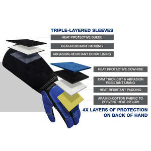 Gant de soudage TIG en cuir de vachette pleine fleur et peau de mouton souple - Product Image 5