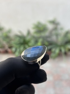 <b>Labradorite</b> Sterling Silver Plated Handmade Artisan Luxury Vintage Pear Cut IGI Certified Statement <b>Ring</b> for Women - Product Image 2