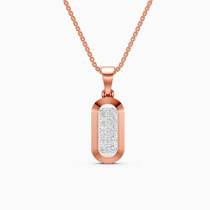 Colgante Redondo con Forma de Pastilla de Diamante Cultivado en Laboratorio |   Corte redondo de 0,35 quilates en oro amarillo, blanco y rosa de 9 quilates - Product Image 1