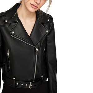 2025 nueva ropa de otoño para mujer estilo Europeo Americano Sexy Slim Fit bolsillo Zip Up chaqueta de cuero de motocicleta - Product Image 3