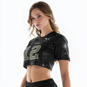 Jersey Corto Deportivo de Fútbol Americano para Mujer, con Rayas, 100% Poliéster, Jersey Corto Americano para Mujer - Product Image 4