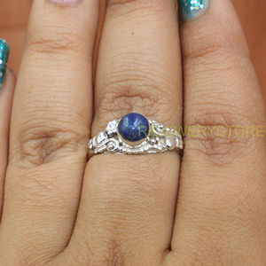Anillo de Piedra Preciosa de Lapislázuli Natural, Anillo de Plata de Ley 925, Anillo de Piedra Azul, Anillo de Promesa, Joyería de Lapislázuli, Regalo de Navidad - Product Image 3