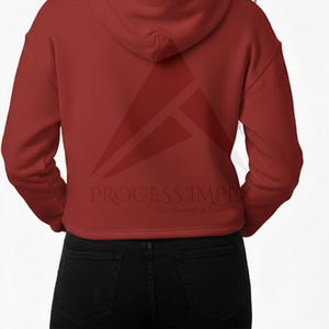 Women's <b>Red</b> <b>Cropped</b> Hoodie With Cherry Heart Print Casual Cotton Sweatshirt Autumn Wear - Product Image 3