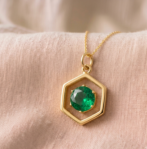 18K Gold Plated Zircon Pendant <b>Necklace</b> Hexagon Charm Link Chain Geometric Jewelry for Women Anniversary - Product Image 1