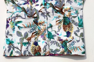 Cotton Quilted Jacket Women Wear Front Open Kimono Stripe Piping Hand Made Beige <b>Vintage</b> Quilted Jacket for Women - Product Image 6