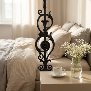Decorative <b>Black</b> Wrought Iron Balusters with Ornate Scrollwork for Staircase <b>Handrails</b> and Balconie Railing - Product Image 4