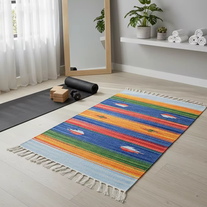 Tapis d'intérieur en coton pelucheux, faits à la main, à motif floral moderne, lavables en machine, avec envers réversible, pour la maison, la chambre et le salon - Product Image 1