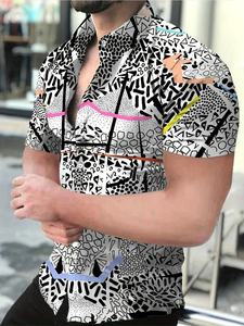 Men's Casual Short-Sleeved Button-<b>Down</b> Shirt Digitally Printed Geometric Pattern Spandex/Polyester Quick Dry Street Music Adults - Product Image 5