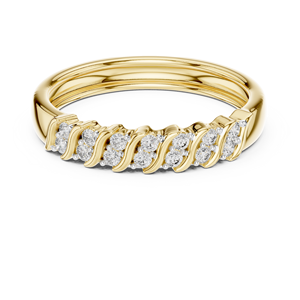 Anillo de Diamantes Cultivados en Laboratorio SERENITY WAVE, Oro Amarillo Sólido de 18 Quilates, Chapado en Rodio Minimalista, Corte Brillante, para Compromiso, Boda, Fiesta - Product Image 4