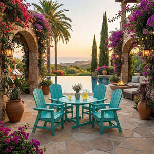 Premium eco friendly outdoor dining set crafted from American pine for all weather garden use. - Product Image 6