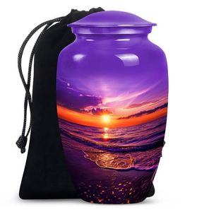 Wide Profile Aluminum Urn for Human Ashes Adult Size - Broad Width Metal Cremation Urn - Full Body <b>Memorial</b> <b>Vase</b> for Funeral - Product Image 4