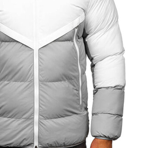 Blouson d'hiver matelassé à capuche pour homme, coupe-vent en polyester avec blocs de couleur, fermeture éclair, style décontracté, rembourrage épais 2027 - Product Image 4