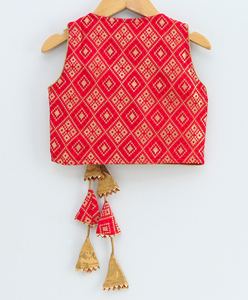 Twisha - Conjunto de Top y Pantalones Palazzo con Estampado Geométrico para Niñas, Rojo y Amarillo, 100% Poliéster, para Edades de 0 a 6 Meses y de 13 a 14 Años (TWS-XP-PLZ0129) - Product Image 3