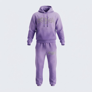 Conjunto de chándal de moda para hombre con cuello con capucha y cremallera completa, colores sólidos, patrón de letras tejidas, fusión sin costuras - Product Image 3
