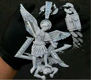 <b>Angels</b> Fight Custom Fully Iced Out Cartoon Hip Hop Luxury 18K Gold Plated 925 Silver Moissanite Pendant Men's - Product Image 2