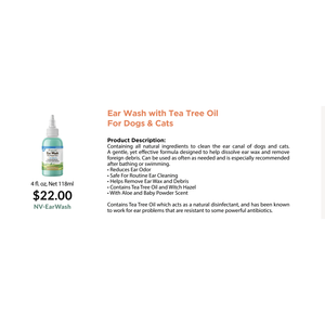 NaturVet Lavado de Oídos con Aceite de Árbol de Té para Perros y Gatos 118ml - Product Image 1