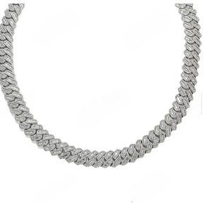 10MM 17" Sterling <b>Silver</b> Cuban Chain <b>Solid</b> Yellow Gold Plated Cuban Link Chain Hip Hop Style Unisex Customizable Daily <b>Necklace</b> - Product Image 1