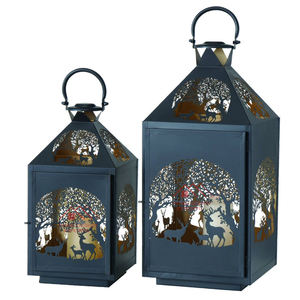 Farol de metal con acabado en esmalte verde, decoración navideña, farol de metal para el hogar y el jardín, arreglos con velas. - Product Image 6