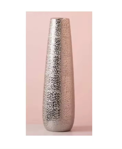 แจกันโลหะอะลูมิเนียมสีเงิน ดีไซน์หรูหรา ขายดี แจกันตกแต่งตั้งพื้น ขายส่ง ผลิตภัณฑ์งานฝีมืออินเดีย - Product Image 3