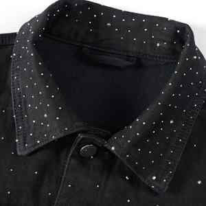 เสื้อแจ็คเก็ตยีนส์ผู้ชายสไตล์ฮิปฮอปสุดหรู ประดับด้วยหินและคริสตัลสีดำ ทรงเข้ารูป เหมาะสำหรับฤดูหนาว - Product Image 4