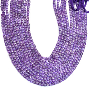 Perles facettées en améthyste naturelle de qualité AAA+ de 4 mm, pierres semi-précieuses, perles fantaisie 3D calibrées pour la création de bijoux - Product Image 2